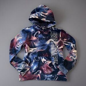 Abercrombie Kids Marble Hoodie Youth 11/12 Navy Burgundy
